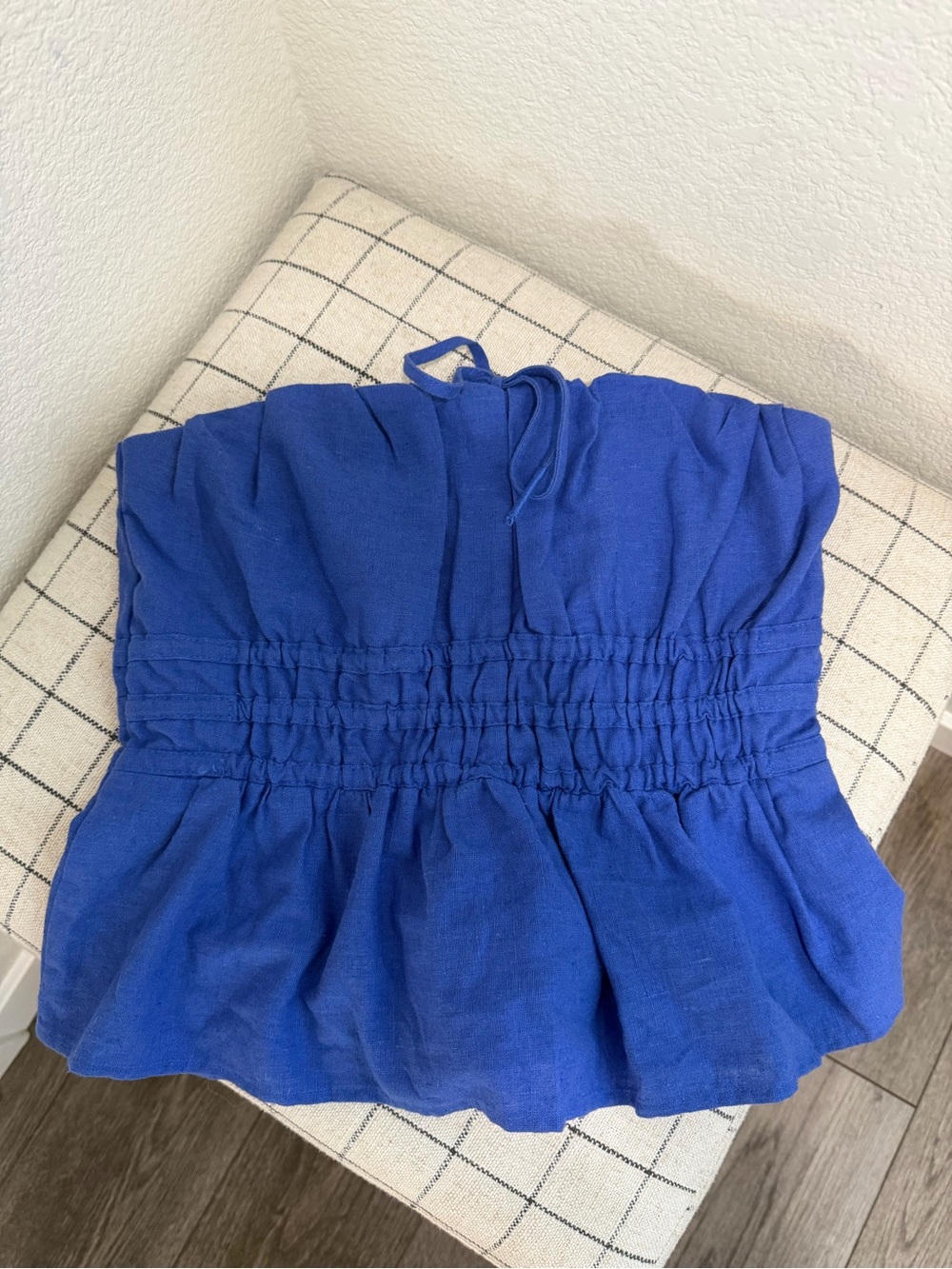 Anthropologie Royal Blue Strapless Peplum Top Size Small
